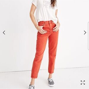 Madewell  The Momjean: Garment Dyed Edition Enamel Red Size 26 NWT